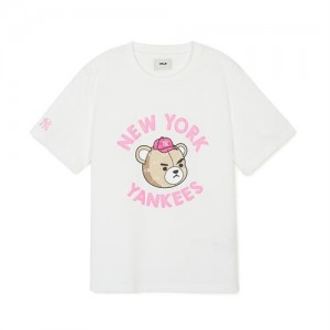 MLB Mono Megabear T Shirt Tops White | Australia_MLB79725