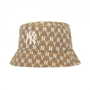 MLB Monogram Jacquard Hat Beige | Australia_MLB58612