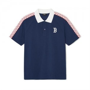 MLB Monogram Polo T Shirts Blue | Australia_MLB13339