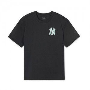 MLB Monotive T Shirt Tops Black | Australia_MLB41356