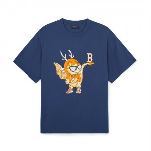 MLB Newyear Dragon Overfit T Shirts Blue | Australia_MLB94154