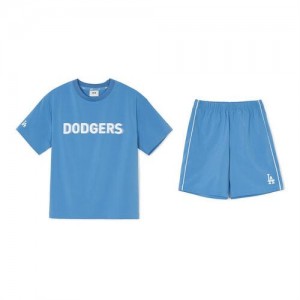 MLB Outdoor Woven Stretch T Shirt Set Up Tops Blue | Australia_MLB85420