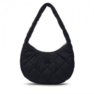 MLB Padding Quilted Hobo Bags Black | Australia_MLB13171