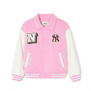 MLB Pop Varsity Padding Jumper Outerwear Pink | Australia_MLB95568