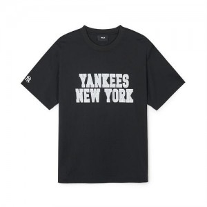 MLB Premium Varsity Overfit T Shirts Black | Australia_MLB52936