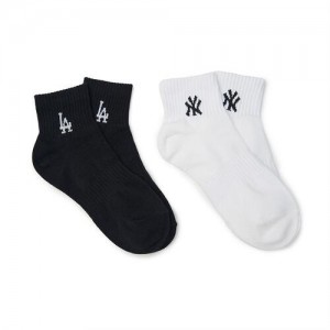 MLB Small Logo Short 2pairs Set Socks Black | Australia_MLB48663