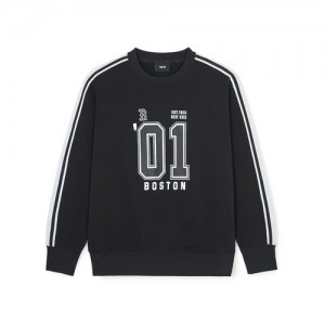 MLB Sportvie Varsity Overfit Track Sweatshirts Black | Australia_MLB92182