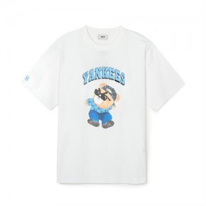 MLB Summer Mega Bear Overfit T Shirts White | Australia_MLB87359