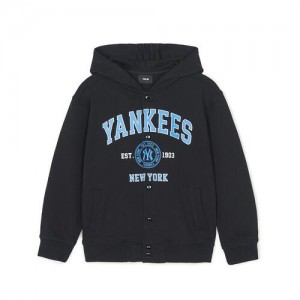 MLB Varsity Button Hoodie Tops Black | Australia_MLB41841