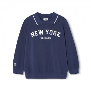 MLB Varsity Collar Sweatshirt Tops Navy | Australia_MLB43794