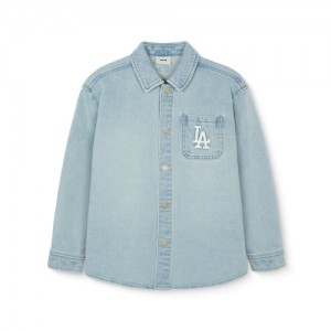 MLB Varsity Denim Shirt Tops Blue | Australia_MLB60641