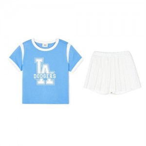 MLB Varsity Girl's T Shirt Set Up Bottoms Blue | Australia_MLB28483