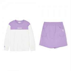 MLB Varsity Girls' T Shirt Set Up Tops Purple | Australia_MLB66132