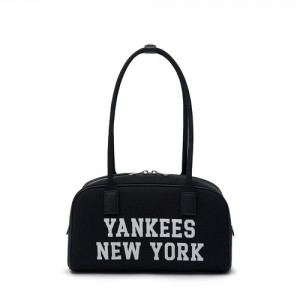 MLB Varsity Jacquard Canvas Square Tote Bags Black | Australia_MLB17749