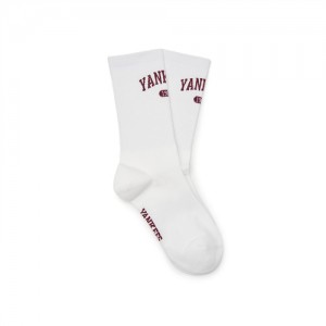 MLB Varsity Lettering Mid Socks White | Australia_MLB16713