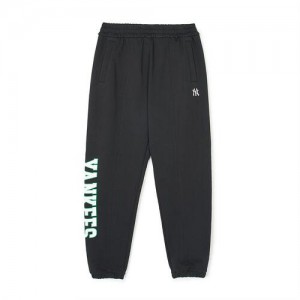 MLB Varsity Logo Track Pants Bottoms Black | Australia_MLB48261