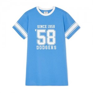 MLB Varsity Number Graphic Dress Tops Blue | Australia_MLB43069