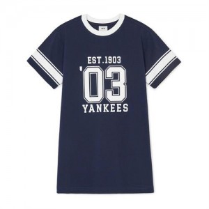 MLB Varsity Number Graphic Dress Tops Navy | Australia_MLB86301