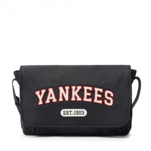 MLB Varsity Nylon Messenger Crossbody Bags Black | Australia_MLB59241