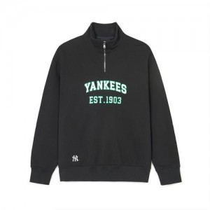 MLB Varsity Over Fit Half Zip Sweatshirts Black | Australia_MLB57337