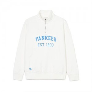 MLB Varsity Over Fit Half Zip Sweatshirts White | Australia_MLB37689