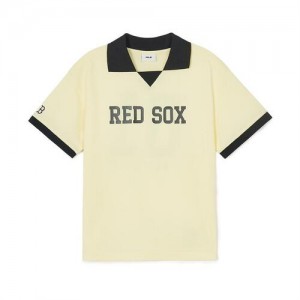 MLB Varsity Pique T-shirt Tops Yellow | Australia_MLB25786