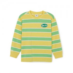 MLB Varsity Striped T Shirt Tops Yellow | Australia_MLB99582