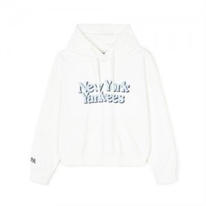 MLB Women Varsity Crop Hoodie White | Australia_MLB33996