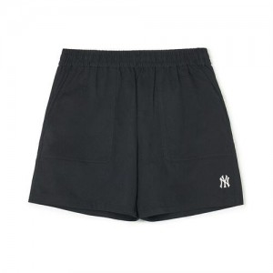 MLB Women`s Basic Cotton Touch 5.5in Woven Shorts Bottoms Black | Australia_MLB74390