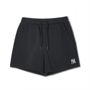 MLB Women`s Basic Small Logo 5in Shorts Bottoms Black | Australia_MLB36502