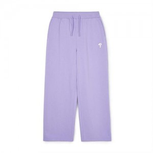 MLB Women`s Basic Small Logo Wide Pants Bottoms Purple | Australia_MLB64654