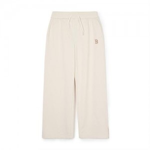 MLB Women`s Basic Small Logo Wide Pants Bottoms White | Australia_MLB56891