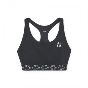 MLB Women`s Monogram Luxleisure Lettering Band Point Crop Top T Shirts Black | Australia_MLB85661