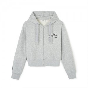 MLB Women`s Varsity Crop Hood Zip Up Hoodie Grey | Australia_MLB48299