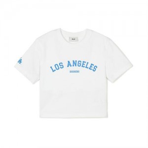 MLB Women`s Varsity Slim Crop T Shirts White | Australia_MLB90924