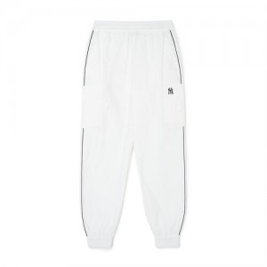 MLB Women`s Varsity Sportive Woven Cargo Track Pants Bottoms White | Australia_MLB37180