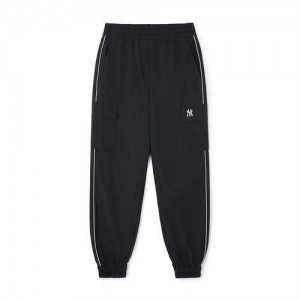 MLB Women`s Varsity Sportive Woven Cargo Track Pants Bottoms Black | Australia_MLB64464