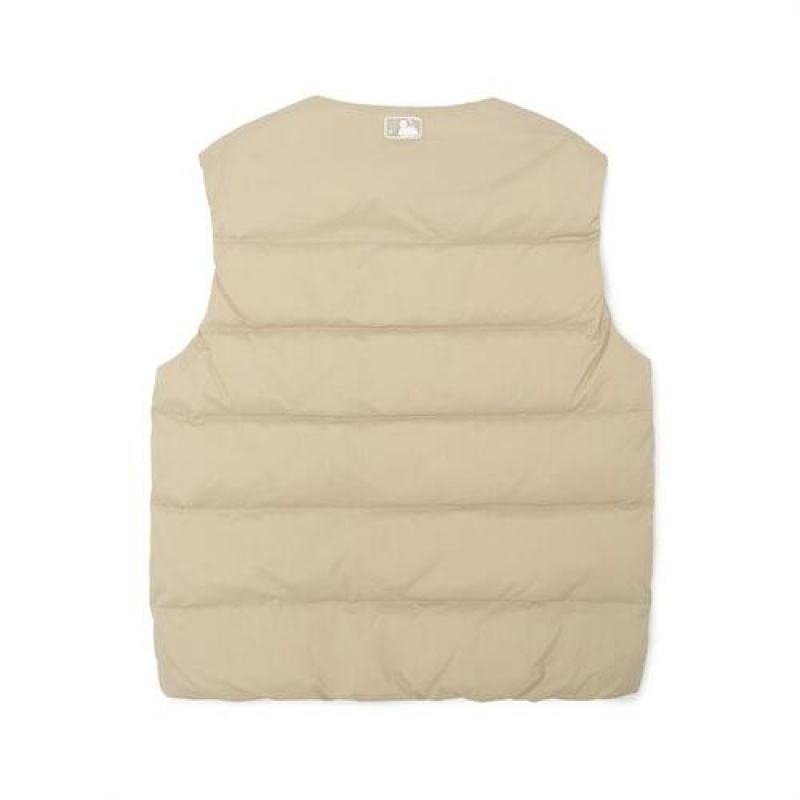 MLB Air Daily Light Weight Down Vest Outerwear Beige | Australia_MLB36724