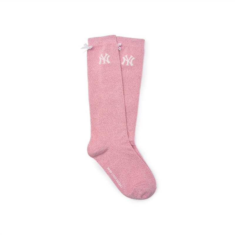 MLB Athleisure Girl`s Metal Knee Socks Accessories Pink | Australia_MLB44396