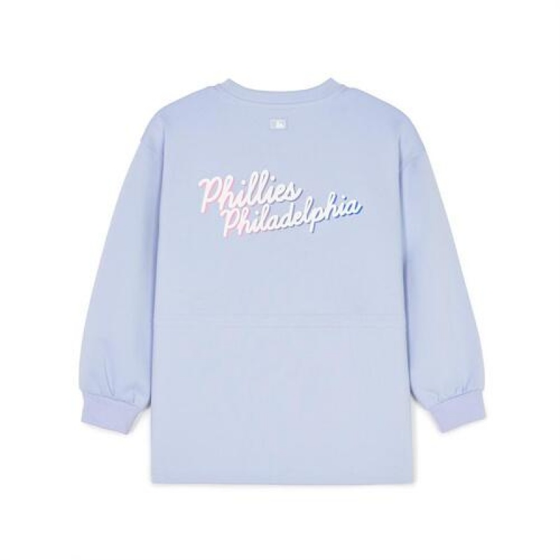 MLB Athleisure Long Sweatshirt Tops Blue | Australia_MLB78639