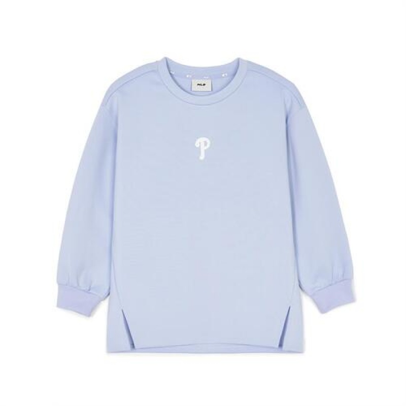 MLB Athleisure Long Sweatshirt Tops Blue | Australia_MLB78639