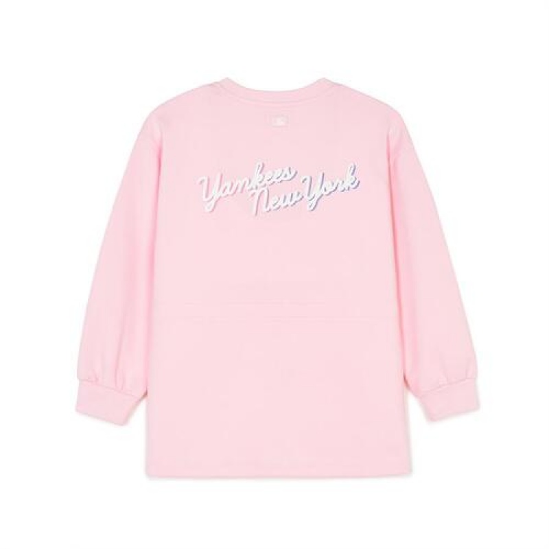 MLB Athleisure Long Sweatshirt Tops Pink | Australia_MLB41387