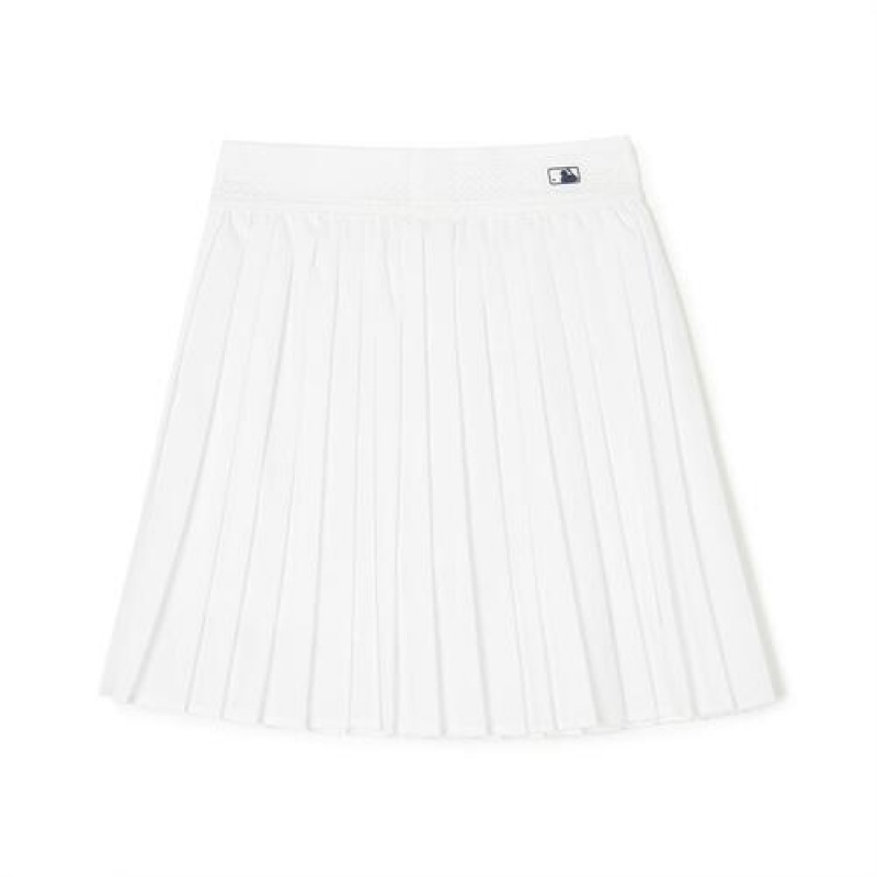 MLB Athleisure Pleats Wrap Skirt Bottoms White | Australia_MLB81175