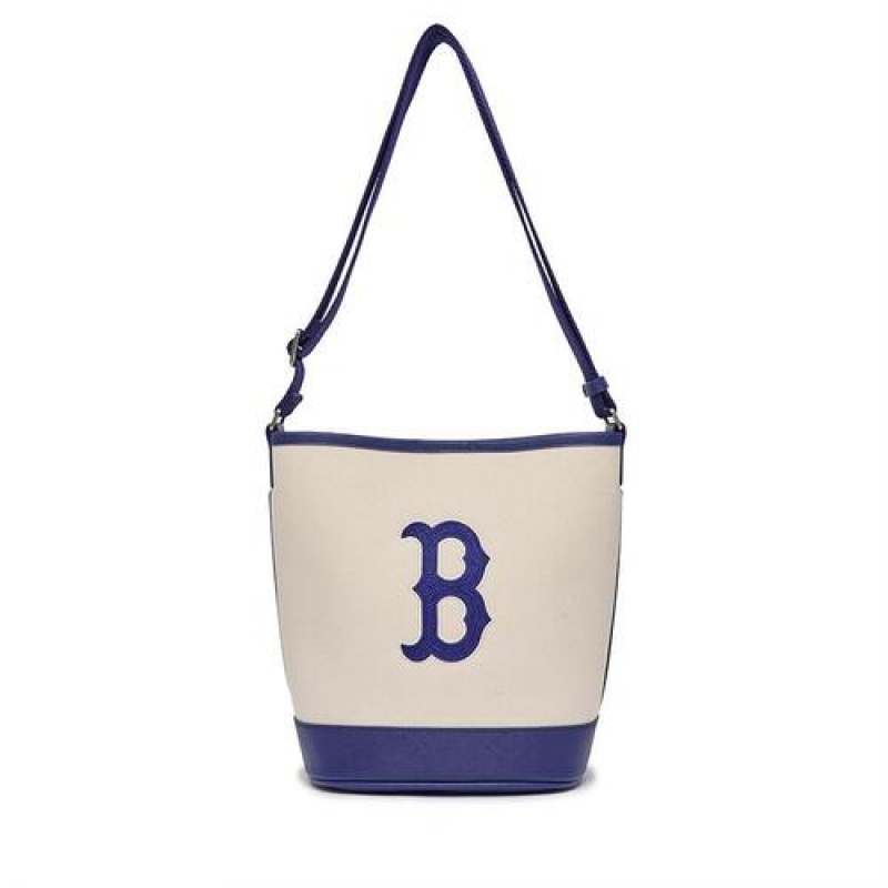 MLB Basic Big Logo Canvas Tote Bags White / Blue | Australia_MLB81732