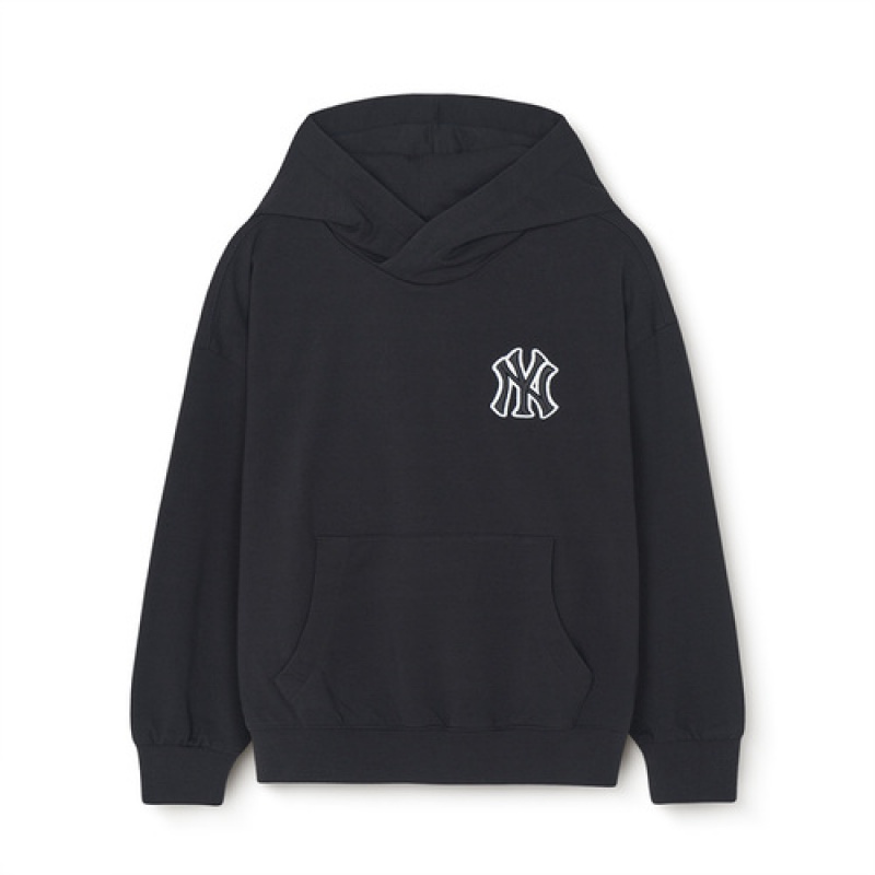 MLB Basic Big Logo Hoodie Tops Black | Australia_MLB52767