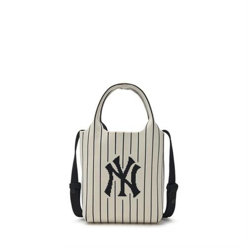 MLB Basic Big Logo Knit Crossbody Bags White | Australia_MLB25091