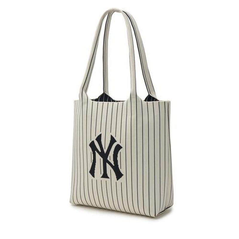 MLB Basic Big Logo Knit Tote Bags White | Australia_MLB75119