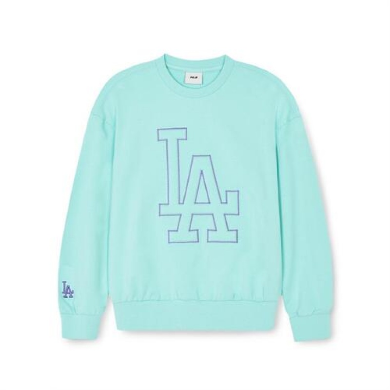 MLB Basic Big Logo Sweatshirt Tops Light Blue | Australia_MLB49370