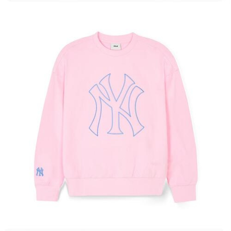 MLB Basic Big Logo Sweatshirt Tops Pink | Australia_MLB52191