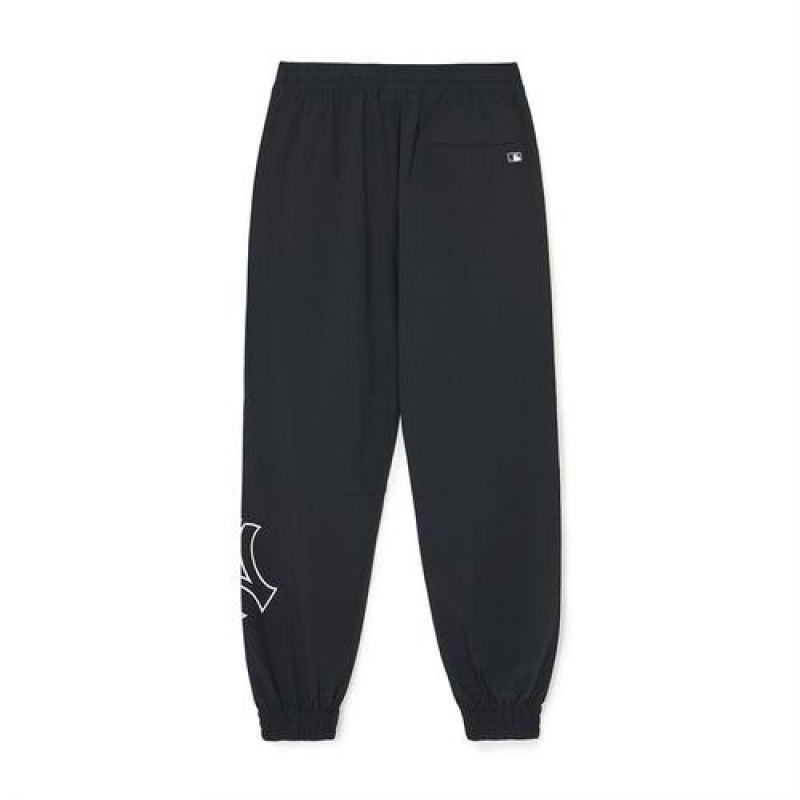 MLB Basic Big&mega Logo Summer Stretch Woven Track Pants Bottoms Black | Australia_MLB60778